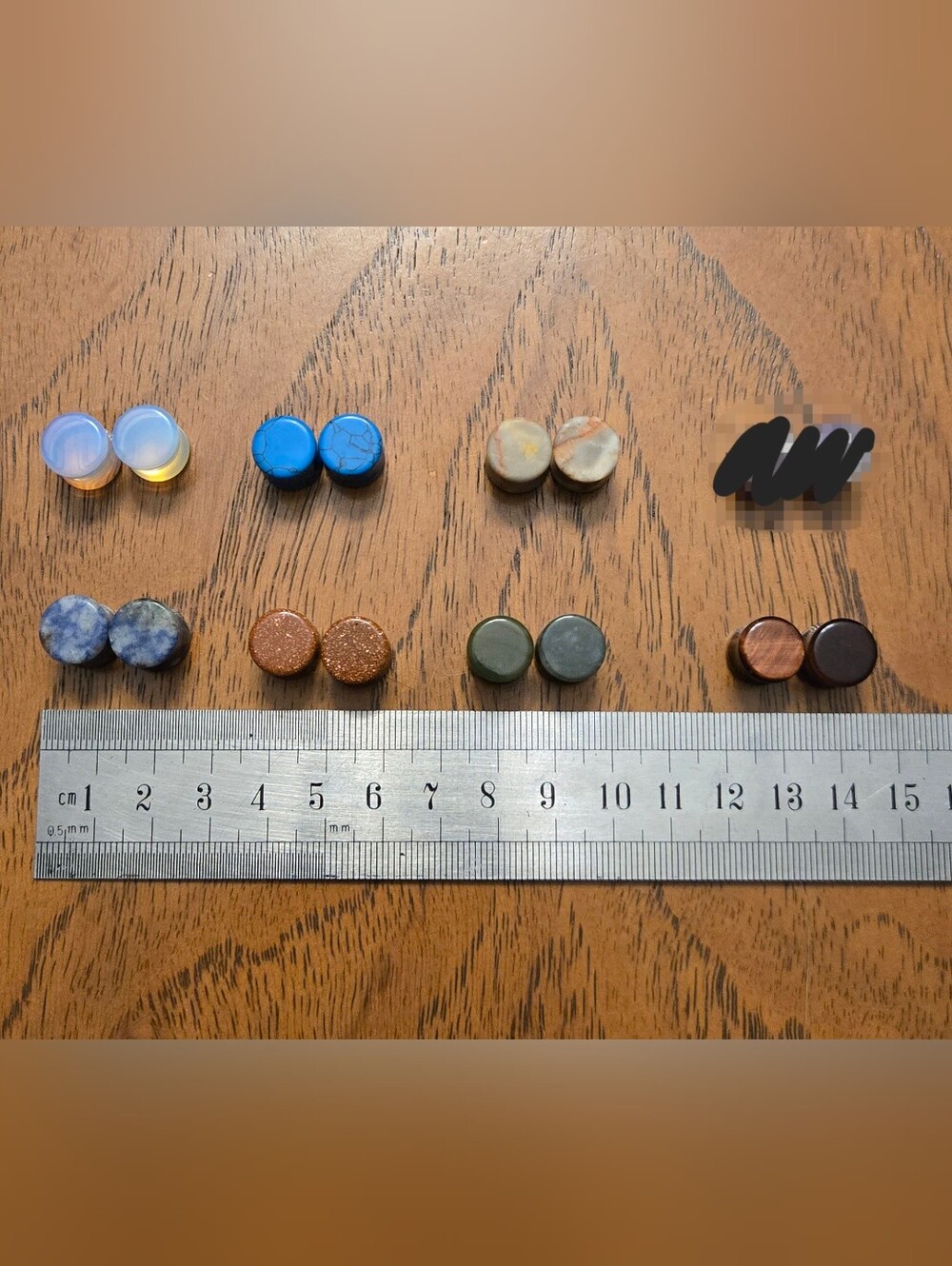 Assorted Stone Plugs - Blue, Gold, Green, Copper